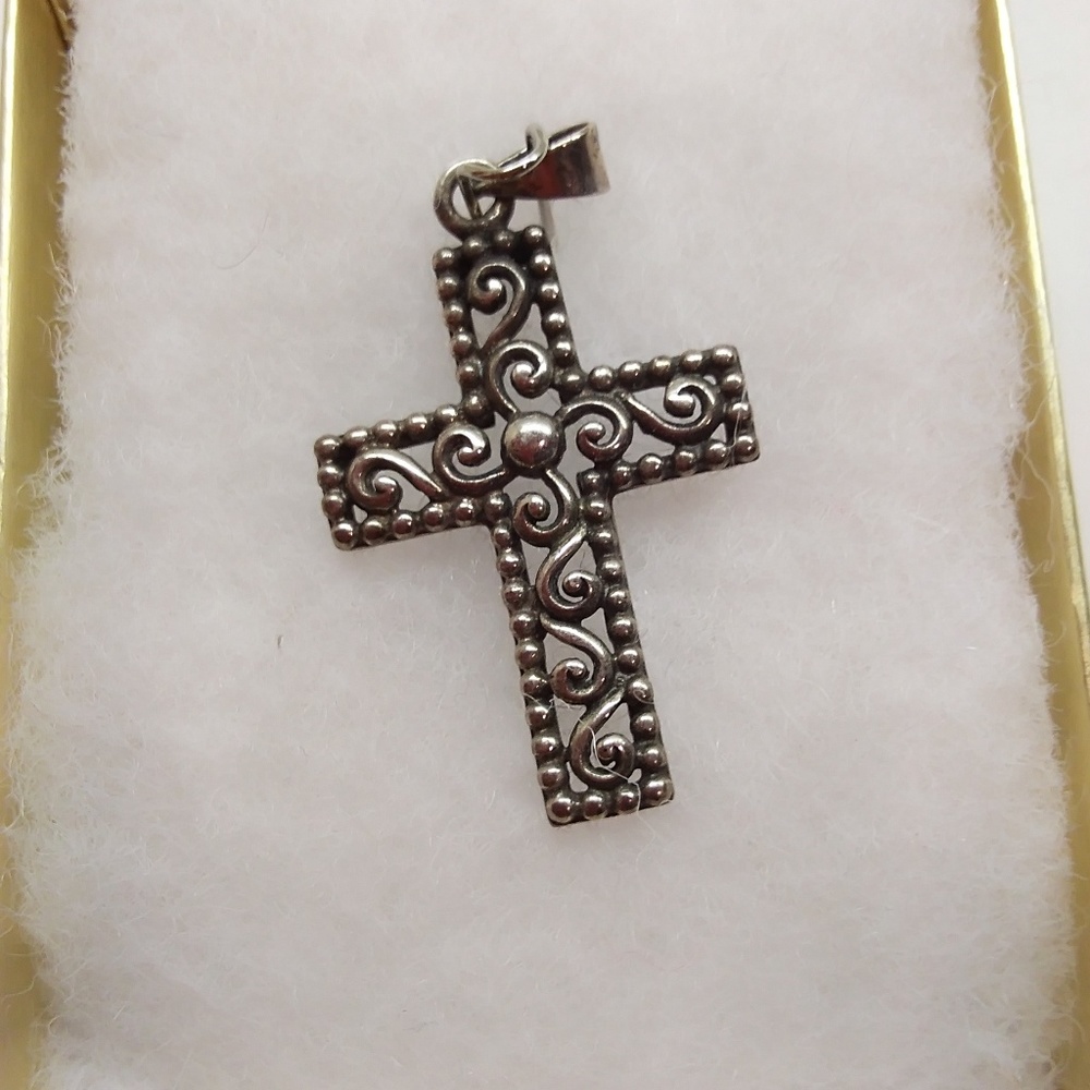 Burnished Silver Cross Pendant